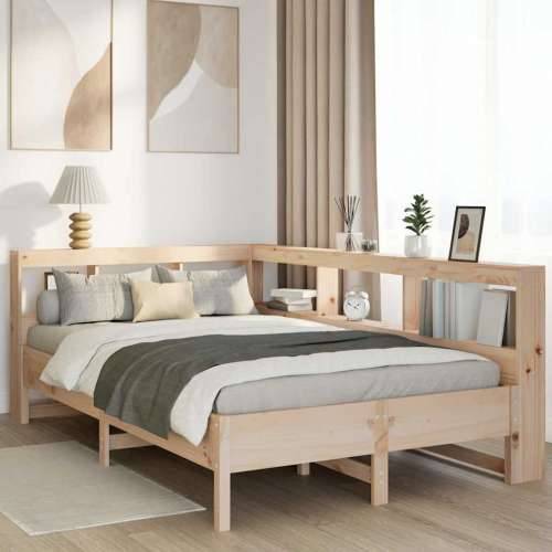 Krevet s regalom za knjige bez madraca 120x190 cm od borovine - Prirodna 120 x 190 cm Cijena