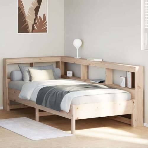 Krevet s regalom za knjige bez madraca 75x190 cm borovina - Prirodna 75 x 190 cm Cijena