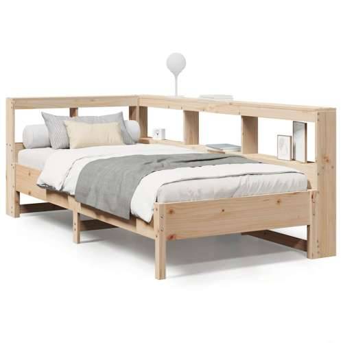 Krevet s regalom za knjige bez madraca 75x190 cm borovina - Prirodna 75 x 190 cm Cijena