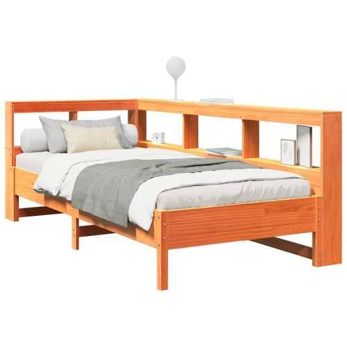 Krevet s regalom za knjige bez madraca 75 x 190 cm od borovine - Voštano smeđa 75 x 190 cm Cijena