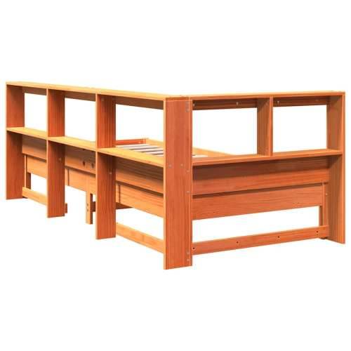 Krevet s regalom za knjige bez madraca 75 x 190 cm od borovine - Voštano smeđa 75 x 190 cm Cijena