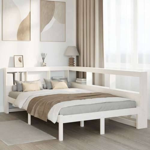 Krevet s regalom z knjige bez madraca bijeli 120x200cm borovina - Bijela 120 x 200 cm Cijena