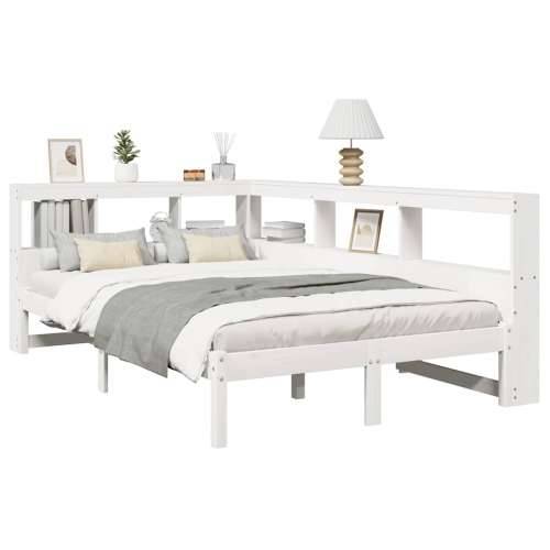 Krevet s regalom z knjige bez madraca bijeli 120x200cm borovina - Bijela 120 x 200 cm Cijena