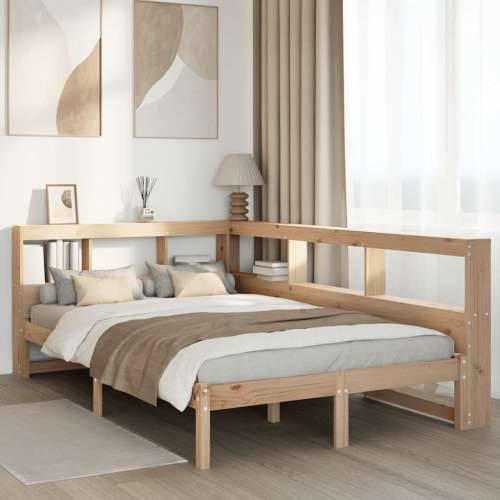 Krevet s regalom za knjige bez madraca 120x190 cm od borovine - Prirodna 120 x 190 cm Cijena