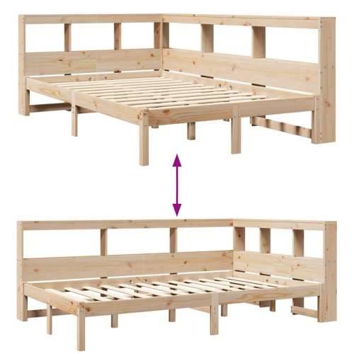 Krevet s regalom za knjige bez madraca 120x190 cm od borovine - Prirodna 120 x 190 cm Cijena