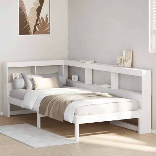 Krevet s regalom za knjige bez madraca bijeli 75x190cm borovina - Bijela 75 x 190 cm Cijena