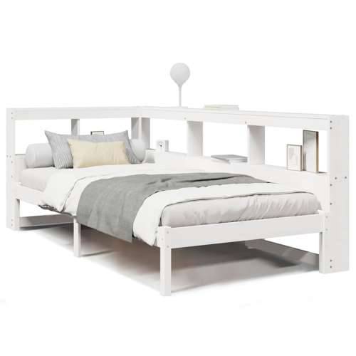 Krevet s regalom za knjige bez madraca bijeli 75x190cm borovina - Bijela 75 x 190 cm Cijena
