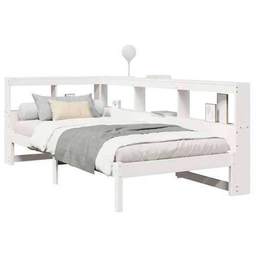 Krevet s regalom za knjige bez madraca bijeli 75x190cm borovina - Bijela 75 x 190 cm Cijena