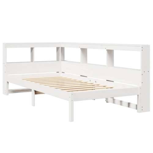 Krevet s regalom za knjige bez madraca bijeli 75x190cm borovina - Bijela 75 x 190 cm Cijena