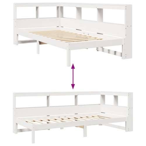 Krevet s regalom za knjige bez madraca bijeli 75x190cm borovina - Bijela 75 x 190 cm Cijena