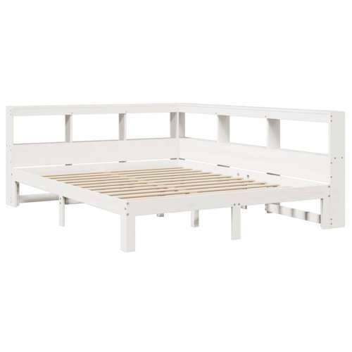 Krevet s regalom z knjige bez madraca bijeli 160x200cm borovina - Bijela 160 x 200 cm Cijena