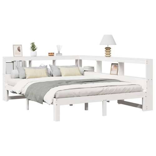 Krevet s regalom z knjige bez madraca bijeli 150x200cm borovina - Bijela 150 x 200 cm Cijena