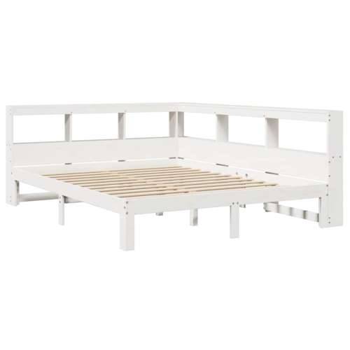 Krevet s regalom z knjige bez madraca bijeli 150x200cm borovina - Bijela 150 x 200 cm Cijena