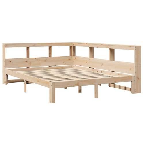 Krevet s regalom za knjige bez madraca 140x200 cm od borovine - Prirodna 140 x 200 cm Cijena
