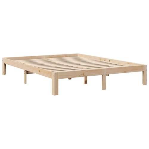 Krevet s regalom za knjige bez madraca 140x200 cm od borovine - Prirodna 140 x 200 cm Cijena
