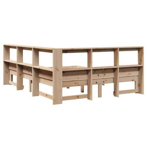 Krevet s regalom za knjige bez madraca 140x200 cm od borovine - Prirodna 140 x 200 cm Cijena