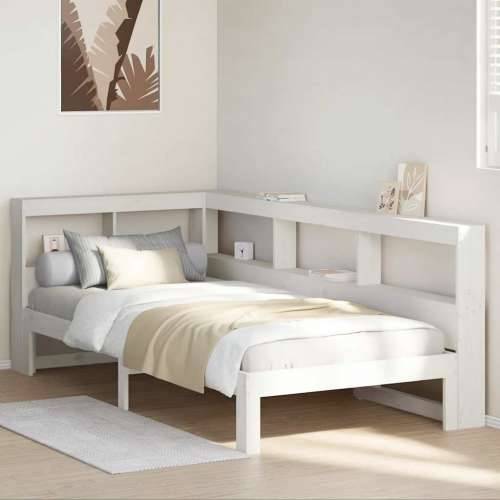 Krevet s regalom z knjige bez madraca bijeli 100x200cm borovina - Bijela 100 x 200 cm Cijena
