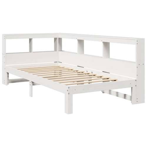 Krevet s regalom z knjige bez madraca bijeli 100x200cm borovina - Bijela 100 x 200 cm Cijena