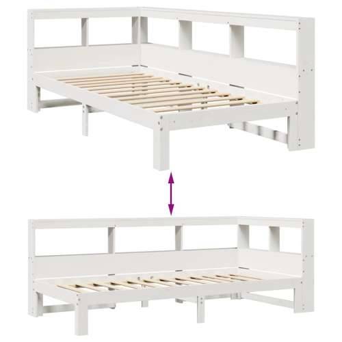 Krevet s regalom z knjige bez madraca bijeli 100x200cm borovina - Bijela 100 x 200 cm Cijena