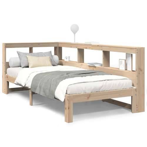 Krevet s regalom za knjige bez madraca 75x190 cm borovina - Prirodna 75 x 190 cm Cijena