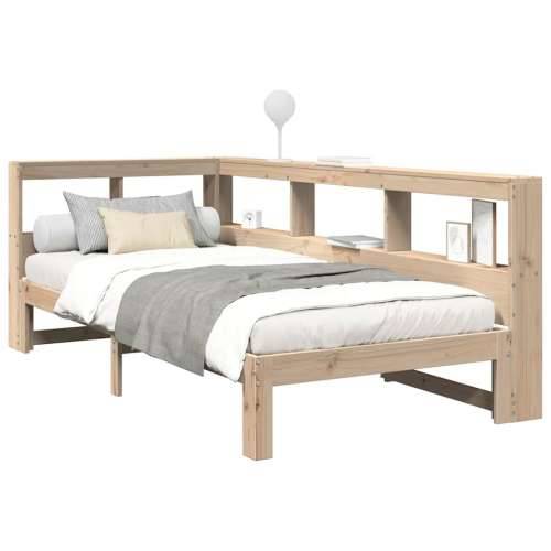 Krevet s regalom za knjige bez madraca 75x190 cm borovina - Prirodna 75 x 190 cm Cijena