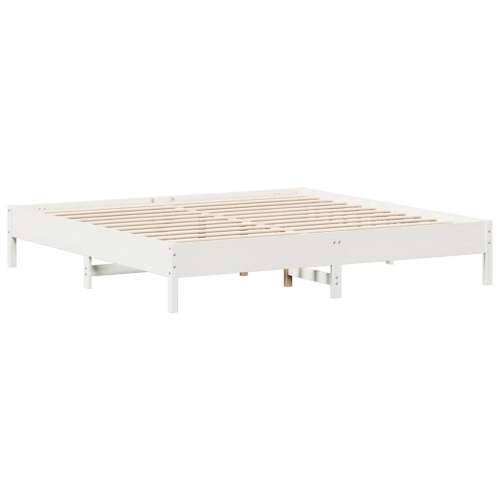 Krevet s regalom z knjige bez madraca bijeli 200x200cm borovina - Bijela 200 x 200 cm Cijena