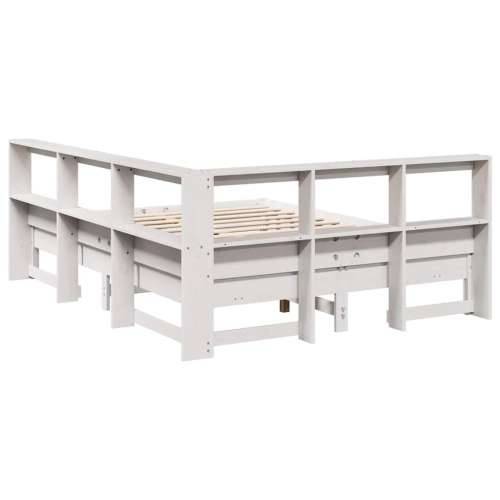 Krevet s regalom z knjige bez madraca bijeli 150x200cm borovina - Bijela 150 x 200 cm Cijena