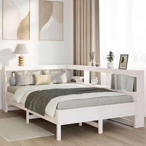 Krevet s regalom z knjige bez madraca bijeli 120x200cm borovina - Bijela 120 x 200 cm Cijena