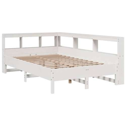 Krevet s regalom z knjige bez madraca bijeli 120x200cm borovina - Bijela 120 x 200 cm Cijena