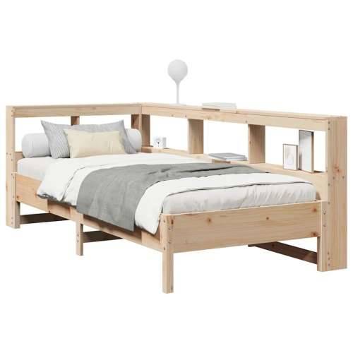 Krevet s regalom za knjige bez madraca 100 x 200 cm od borovine - Prirodna 100 x 200 cm Cijena