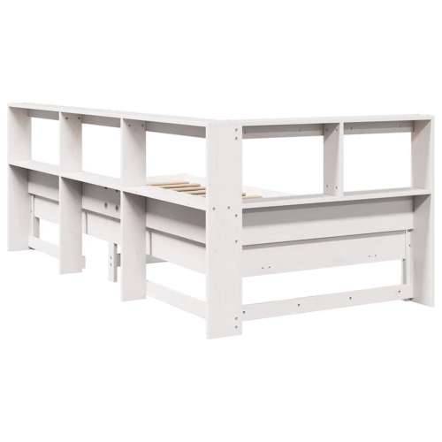 Krevet s regalom za knjige bez madraca bijeli 90x200cm borovina - Bijela 90 x 200 cm Cijena