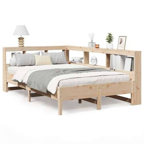 Krevet s regalom za knjige bez madraca 140x190 cm od borovine - Prirodna 140 x 190 cm Cijena
