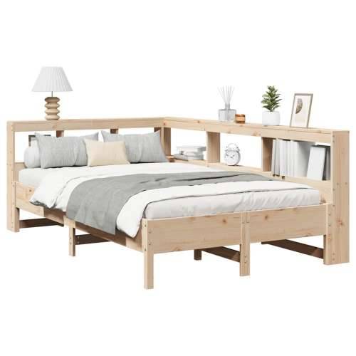 Krevet s regalom za knjige bez madraca 140x190 cm od borovine - Prirodna 140 x 190 cm Cijena