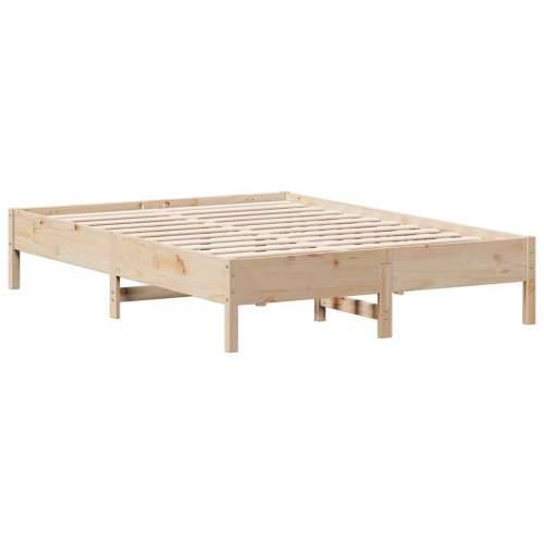 Krevet s regalom za knjige bez madraca 140x190 cm od borovine - Prirodna 140 x 190 cm Cijena