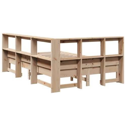 Krevet s regalom za knjige bez madraca 140x190 cm od borovine - Prirodna 140 x 190 cm Cijena
