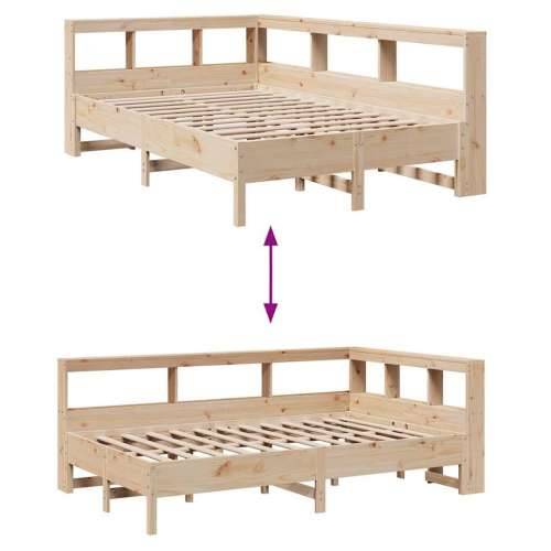 Krevet s regalom za knjige bez madraca 140x190 cm od borovine - Prirodna 140 x 190 cm Cijena