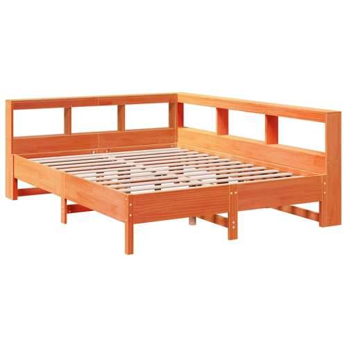 Krevet s regalom za knjige bez madraca 135 x 190 cm od borovine - Voštano smeđa 135 x 190 cm Cijena