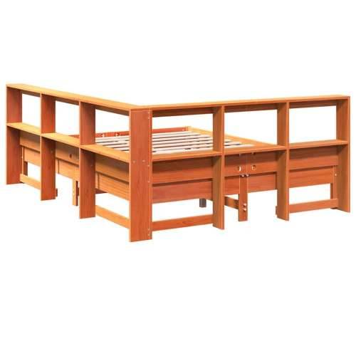 Krevet s regalom za knjige bez madraca 135 x 190 cm od borovine - Voštano smeđa 135 x 190 cm Cijena