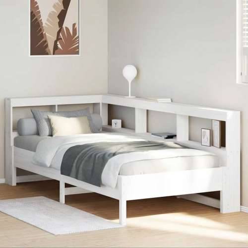 Krevet s regalom za knjige bez madraca bijeli 75x190cm borovina - Bijela 75 x 190 cm Cijena