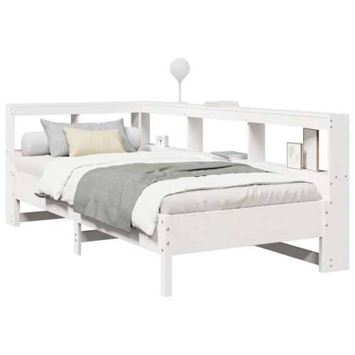Krevet s regalom za knjige bez madraca bijeli 75x190cm borovina - Bijela 75 x 190 cm Cijena