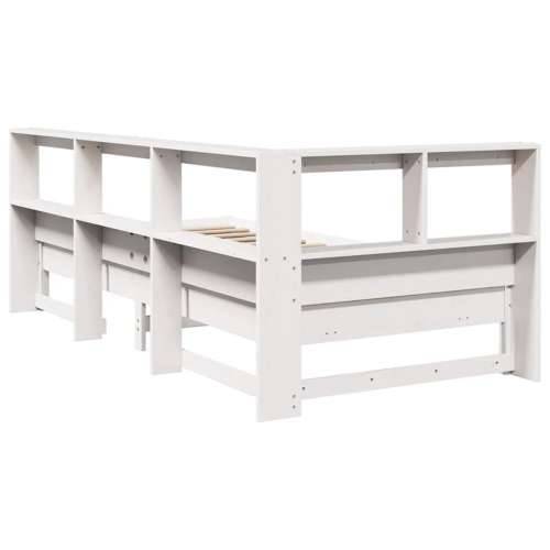 Krevet s regalom za knjige bez madraca bijeli 75x190cm borovina - Bijela 75 x 190 cm Cijena