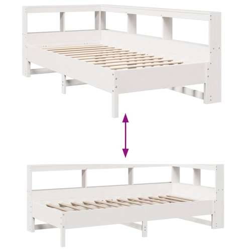Krevet s regalom za knjige bez madraca bijeli 75x190cm borovina - Bijela 75 x 190 cm Cijena