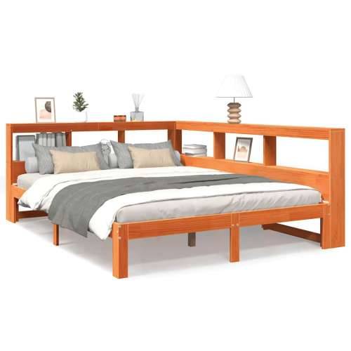 Krevet s regalom za knjige bez madraca 135 x 190 cm od borovine - Voštano smeđa 135 x 190 cm Cijena