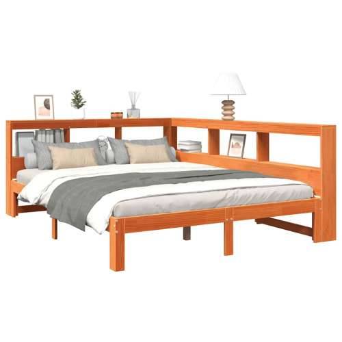 Krevet s regalom za knjige bez madraca 135 x 190 cm od borovine - Voštano smeđa 135 x 190 cm Cijena