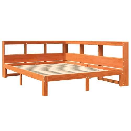Krevet s regalom za knjige bez madraca 135 x 190 cm od borovine - Voštano smeđa 135 x 190 cm Cijena