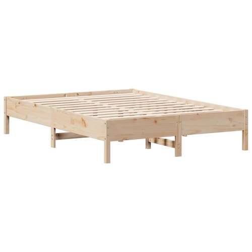 Krevet s regalom za knjige bez madraca 140x200 cm od borovine - Prirodna 140 x 200 cm Cijena