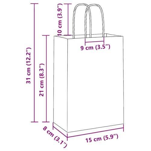 Papirnate vrećice 50 kom s ručkama ružičaste 15x8x21 cm - Ružičasta 15 x 8 x 21 cm 50 Cijena