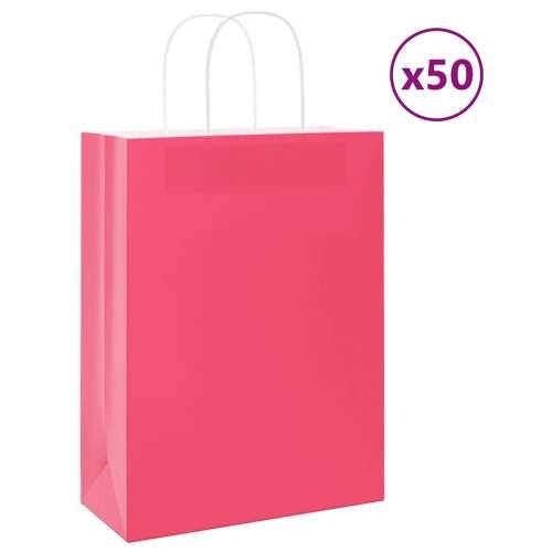 Papirnate vrećice 50 kom s ručkama ružičaste 26x12x35 cm - Ružičasta 26 x 12 x 35 cm 50 Cijena