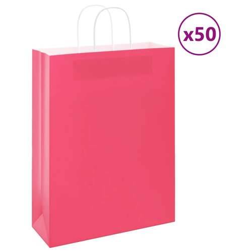 Papirnate vrećice 50 kom s ručkama ružičaste 32x12x42 cm - Ružičasta 32 x 12 x 42 cm 50 Cijena