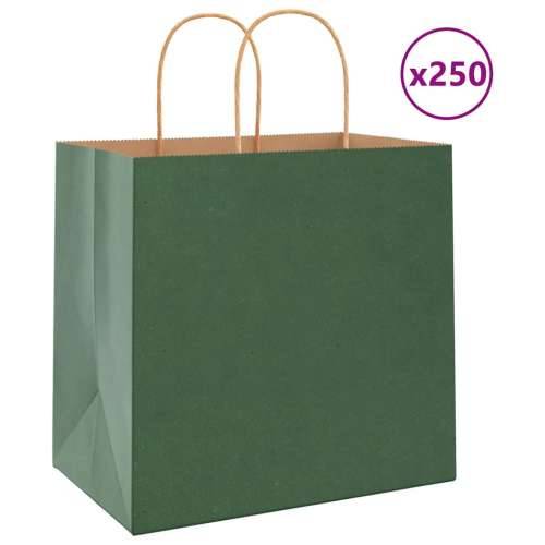 Papirnate vrećice 250 kom s ručkama zelene 26x17x25 cm - Zelena 26 x 17 x 25 cm 250 Cijena